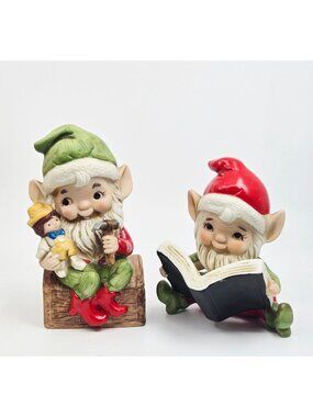Vintage HOMCO Santas Elves Porcelain Christmas Decor